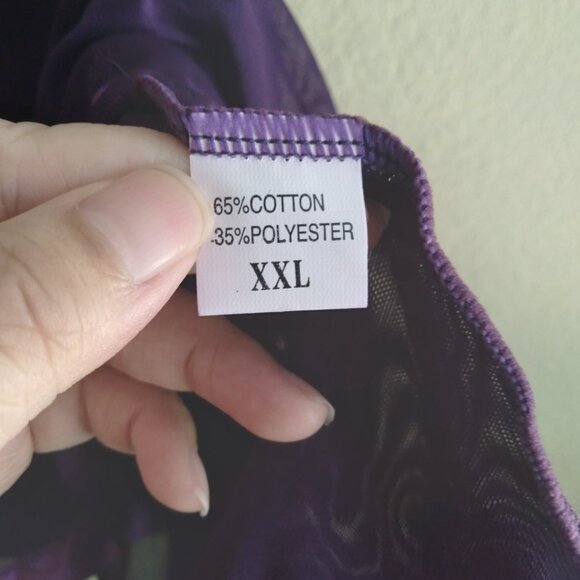 Purple Sheer Mesh Slip Dress with Satin Trim and Bow Tie - Picture 4 of 4